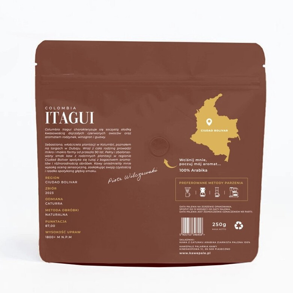 Kawa ziarnista KawePale Colombia Itagui 250g