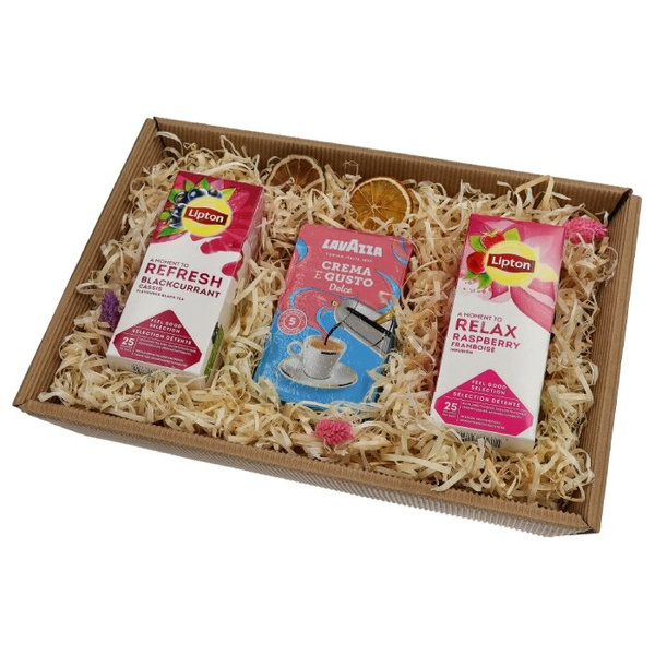 Zestaw prezentowy - Herbaty Lipton i kawa mielona Lavazza Crema e Gusto Dolce 