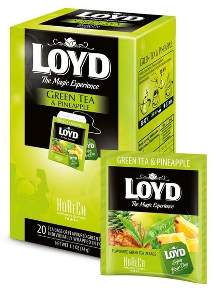 Herbata Loyd Tea zielona o smaku Ananasa 20x1,7g