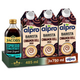 ZESTAW - Alpro Barista Cinnamon Roll Owsiano-Sojowe Cynamonka 750ml + Koncentrat kawowy Jacobs Espresso Concentrate Black Original 485ml