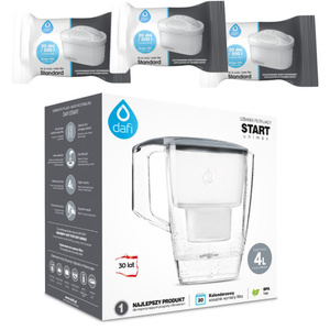 ZESTAW - Dzbanek filtrujący DAFI Start Unimax 4l Stalowy + 3 wkłady filtrujące