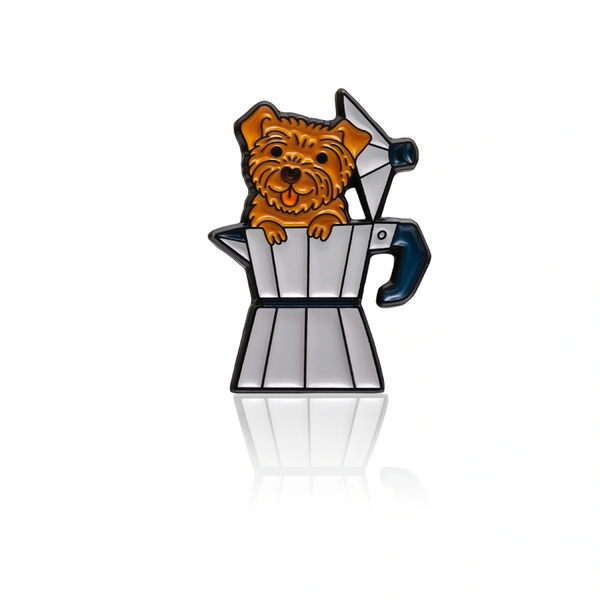 Przypinka - Sznaucer w kawiarce