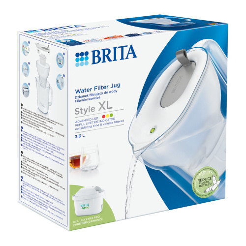 Dzbanek filtrujący BRITA Style XL MAXTRA PRO Pure Performance 3,6 L- Szary