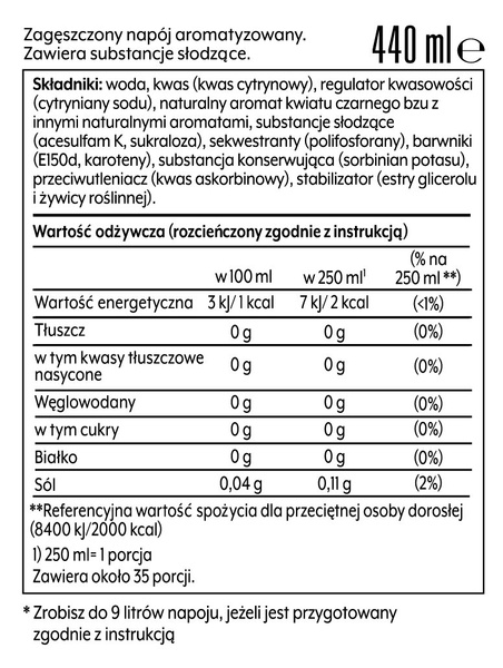 Syrop SodaStream Kwiat Czarnego Bzu 440 ml - Bez Cukru