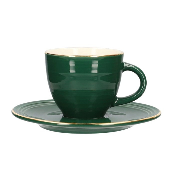 Filiżanka ze spodkiem HOMLA ELLIE 90 ml - Zielona