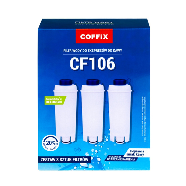 OUTLET - Zestaw 3 sztuk filtrów Coffix CF106 do ekspresu DeLonghi - zamiennik