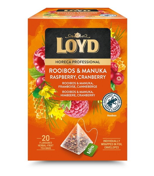 Herbata owocowa Loyd Rooibos & Manuka z maliną i żurawiną 20x2g