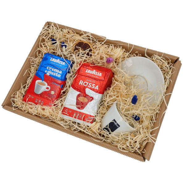 Zestaw prezentowy - Kawy mielone Lavazza i filiżanka porcelanowa do Cappuccino