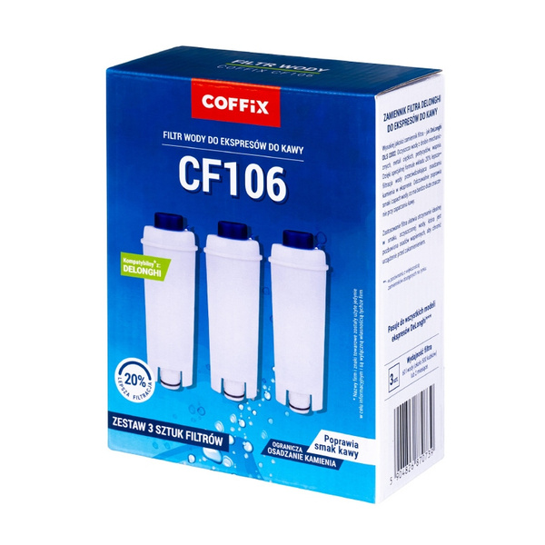 OUTLET - Zestaw 3 sztuk filtrów Coffix CF106 do ekspresu DeLonghi - zamiennik