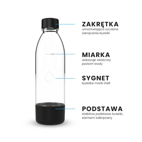 Butelki do saturatora Dafi PushAir 0,7 L - Czarne 2 sztuki
