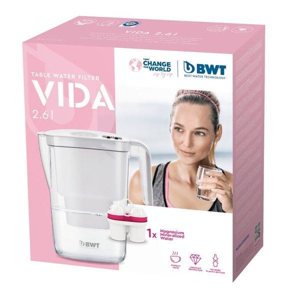 Dzbanek filtrujący wodę BWT Vida 2.6 l Biały - manualny z wkładem Mg2+