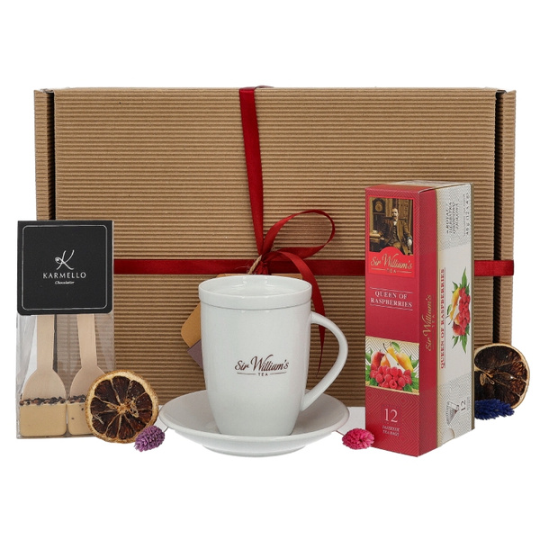 Zestaw prezentowy dla kobiety - Kubek, herbata i czekolada na gorąco