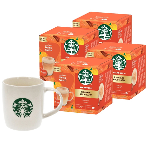 ZESTAW - Kapsułki Nescafé Dolce Gusto STARBUCKS® Pumpkin Spice Latte 4x12 sztuk + Porcelanowy kubek Starbucks 370 ml