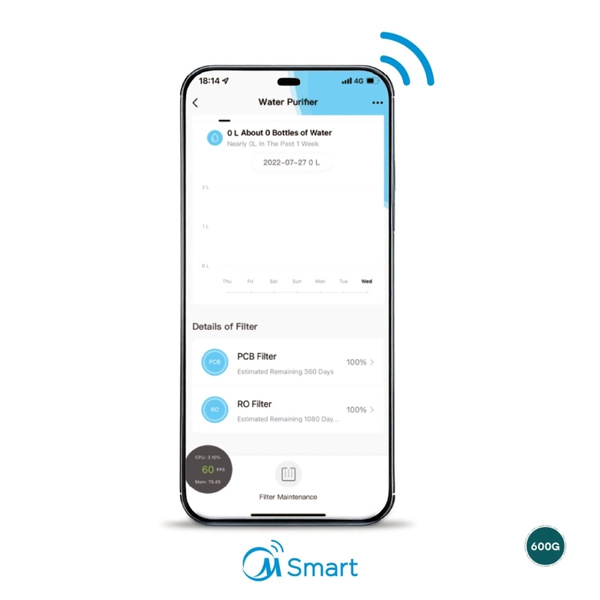 Filtr odwróconej osmozy bez zbiornika 600GPD Midea CWRC600-A106 z WiFi