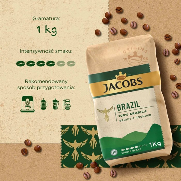 Kawa ziarnista Jacobs Origins Brazil 100% Arabica 1kg - NIEDOSTĘPNY