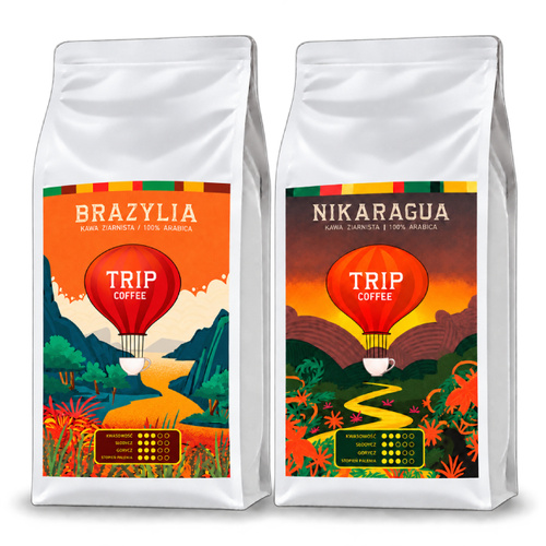 ZESTAW - Kawa ziarnista Trip Coffee Brazylia 1kg + Trip Coffee Nikaragua 1kg