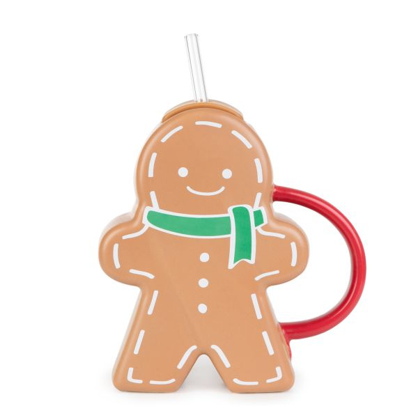 Kubek Świąteczny Homla BRILEY Ciastek ze szklaną słomką 550ml