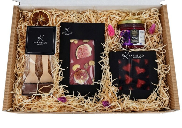 Zestaw prezentowy dla dziewczyny - Czekoladki Karmello i miód