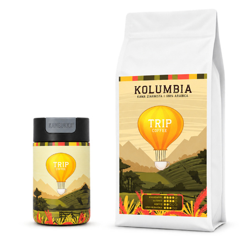 ZESTAW - Kawa ziarnista Trip Coffee Kolumbia 1kg + kubek termiczny