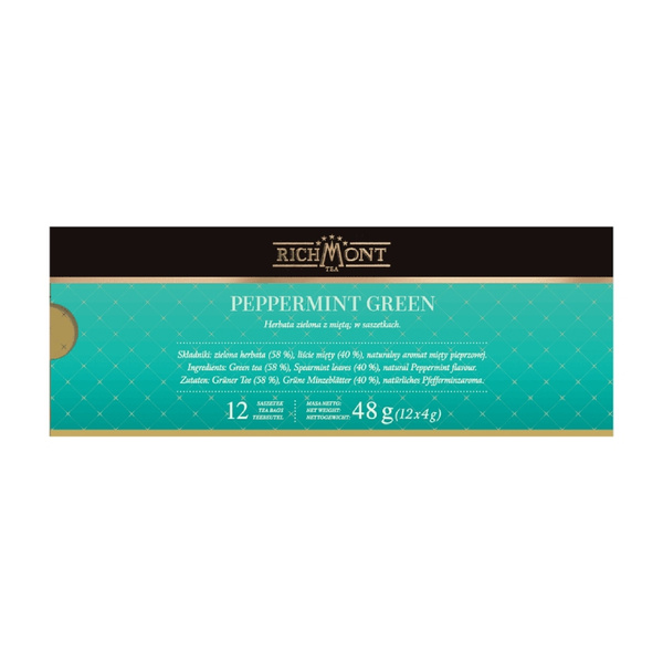 ZESTAW Herbata Richmont Peppermint Green 12 saszetek + Szklanka Richmont Ice 370ml