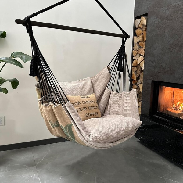 Hamak wiszący krzesło brazylijskie Coffee Swing XXL - Beżowy