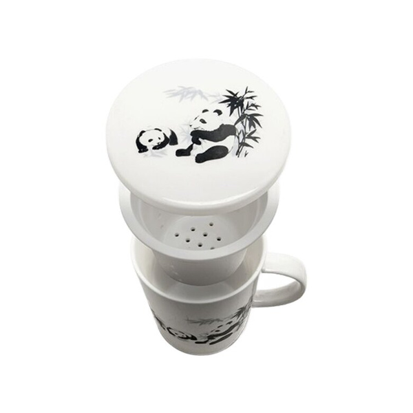 Porcelanowy kubek z zaparzaczem do herbaty Panda Brown House&Tea 300ml – NIEDOSTĘPNY