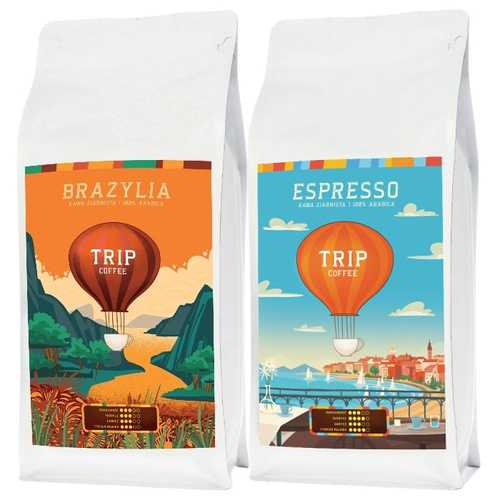 ZESTAW - Kawa ziarnista Trip Coffee Brazylia 1kg + Kawa ziarnista Trip Coffee Espresso 1kg