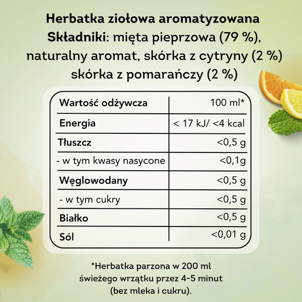 Herbatka ziołowa aromatyzowana Lipton Mięta z cytrusami 20x1,3g
