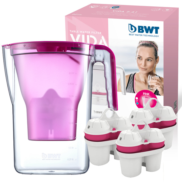 Dzbanek filtrujący wodę BWT Vida 2.6 l Różowy + 3 wkłady magnezowe