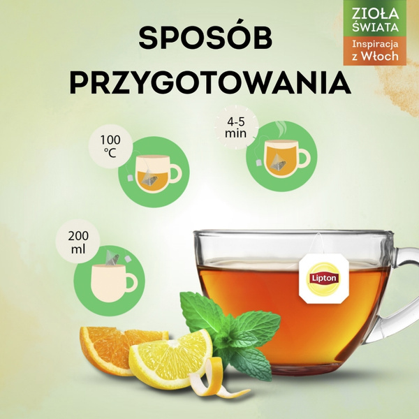 Herbatka ziołowa aromatyzowana Lipton Mięta z cytrusami 20x1,3g