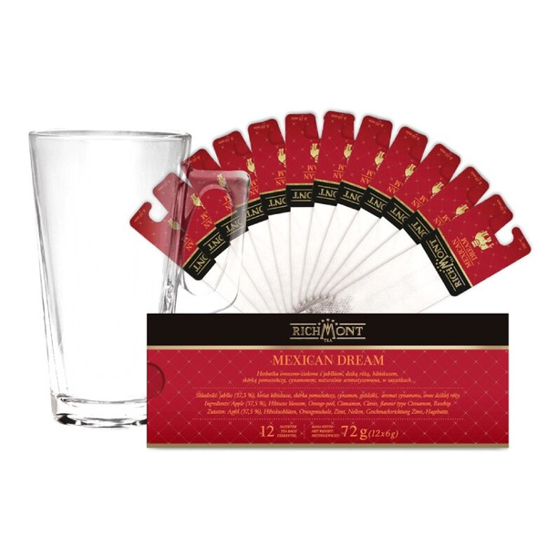 ZESTAW Herbata Richmont Mexican Dream 12 saszetek + Szklanka Richmont Hot 370ml