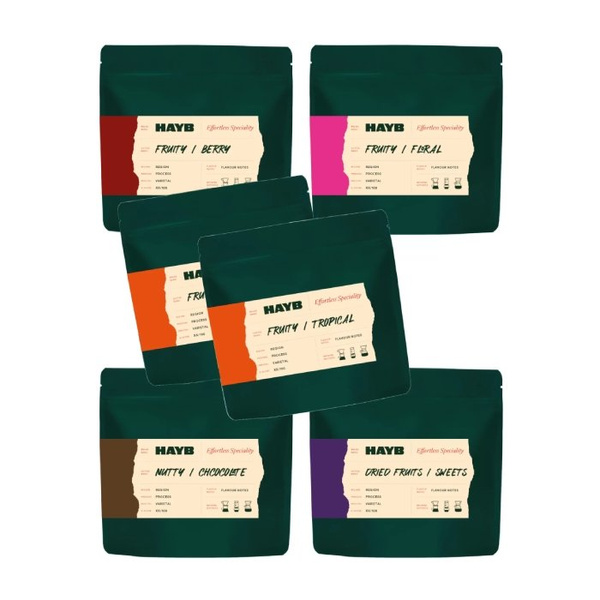 HAYB Tasting Box FILTR – zestaw próbek kaw 6x60g - NIEDOSTĘPNY