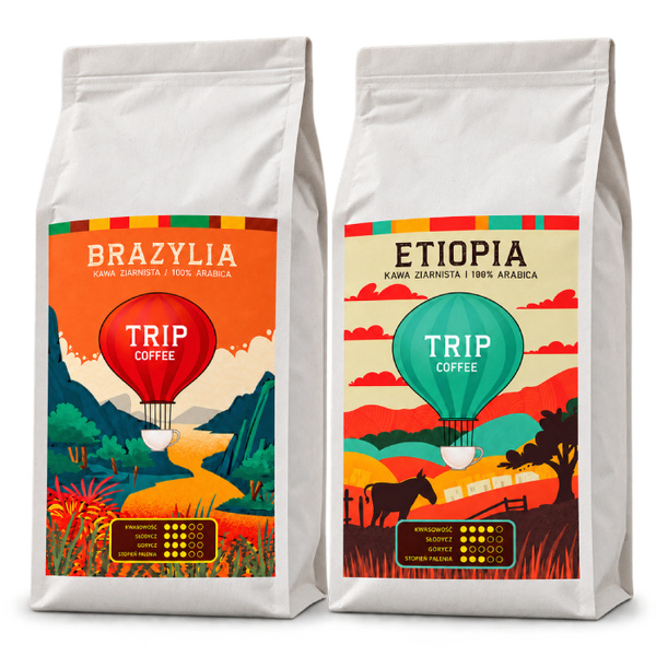 ZESTAW - Kawa ziarnista Trip Coffee Brazylia 1kg + Trip Coffee Etiopia 1kg