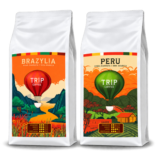 ZESTAW - Kawa ziarnista Trip Coffee Brazylia 1kg + Trip Coffee Peru 1kg