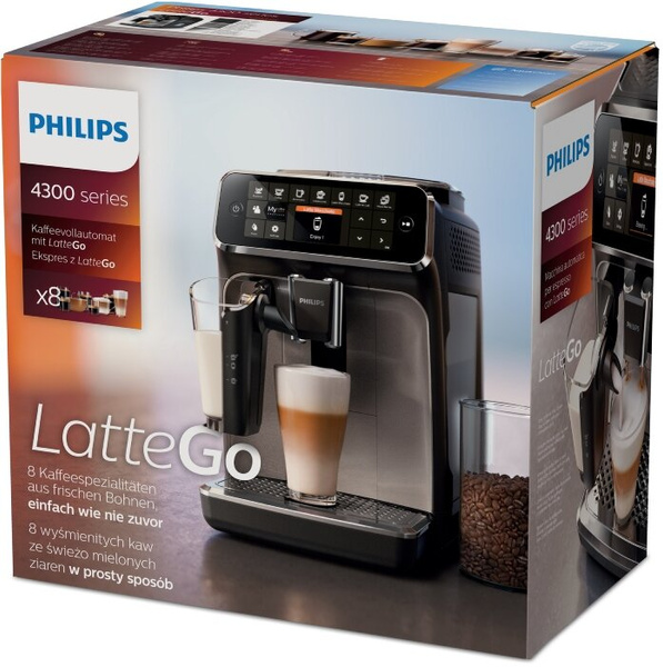Ekspres do kawy Philips 4300 LatteGo EP4346/70 + GRATIS 2KG KAWY