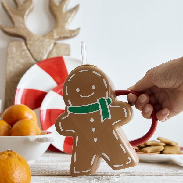 Kubek Świąteczny Homla BRILEY Ciastek ze szklaną słomką 550ml