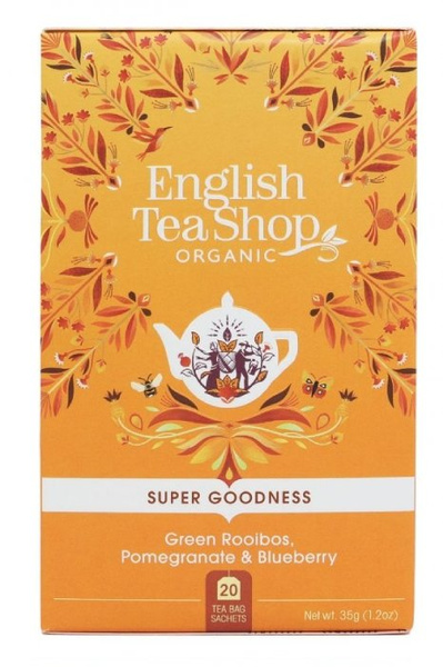 Zielona herbata English Tea Shop Green Rooibos Pomegranate Blueberry 20x1,75g