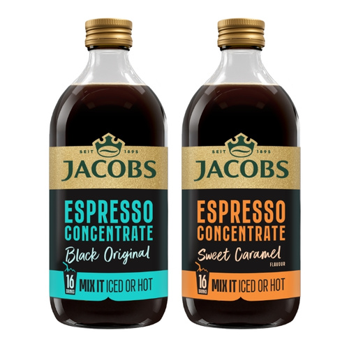 ZESTAW - Koncentrat kawowy Jacobs Espresso Black Original 485ml + Espresso Sweet Caramel 485ml