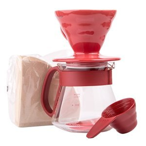 Zestaw Hario V60 Dripper & Pot Red - drip + serwer + filtry - NIEDOSTĘPNY