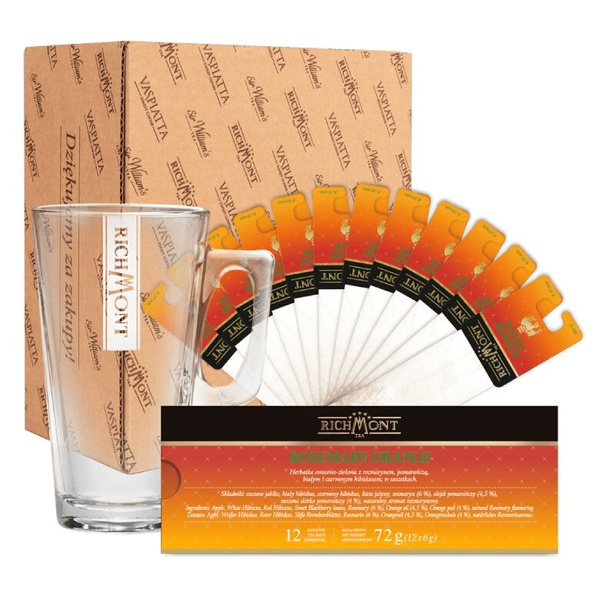 ZESTAW Herbata Richmont Rosemary Orange + Szklanka Richmont Hot 370ml