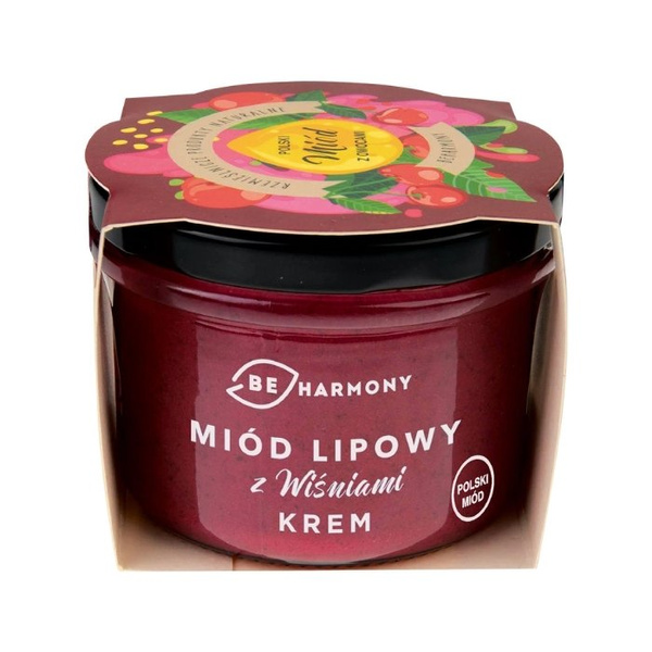 Miód lipowy z wiśniami - krem mocno owocowy BEHARMONY 230g 