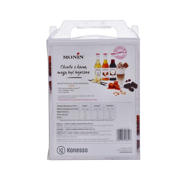 2x Zestaw kawowy Konesso Monin 3x250 ml - karmel, czekolada, wanilia + Sos CARAMEL MONIN 0,5 L