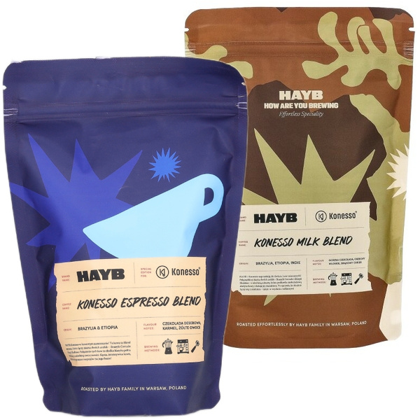 ZESTAW - Kawa ziarnista HAYB Konesso Milk Blend 250g + Kawa ziarnista HAYB Konesso Espresso Blend 250g