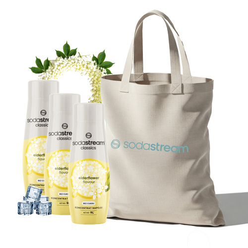 Zestaw Syrop SodaStream Kwiat Czarnego Bzu 3x440 ml - Bez Cukru + Torba