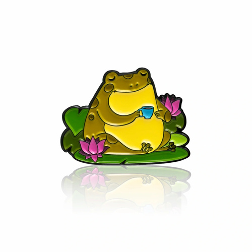 Przypinka - Żabka z poranną kawą