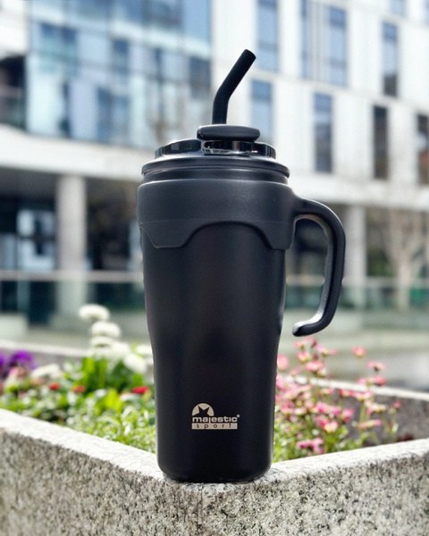 Kubek termiczny ze słomką Majestic Sport Jelly 650ml - Czarny