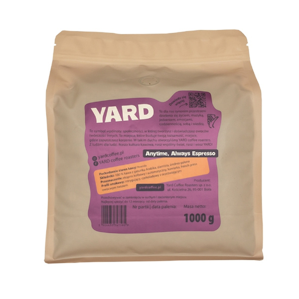 Kawa ziarnista YARD Coffee Roasters Anytime, Always Espresso 1kg
