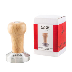 Stalowy tamper z drewnianą rączką Gaggia - 58 mm - opinie w konesso.pl
