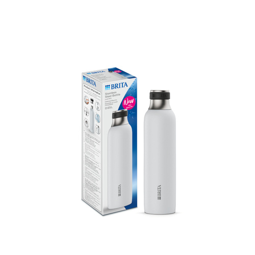 Butelka ze stali nierdzewnej BRITA  sodaTRIO 650ml - Biała - opinie w konesso.pl