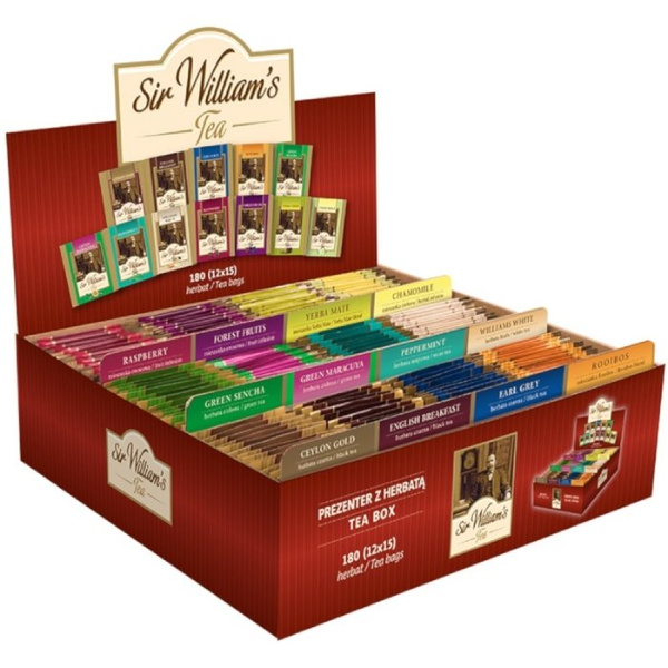 Tekturowy prezenter z herbatami Sir Williams Tea - 180 saszetek